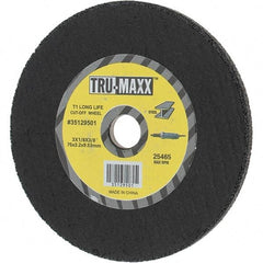 Tru-Maxx - 3" 36 Grit Aluminum Oxide Cutoff Wheel - 1/8" Thick, 3/8" Arbor, Use with Die Grinders - A1 Tooling