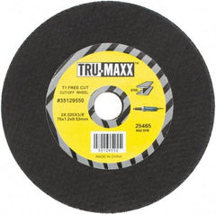 Tru-Maxx - 3" 60 Grit Aluminum Oxide Cutoff Wheel - 0.035" Thick, 3/8" Arbor, Use with Die Grinders - A1 Tooling