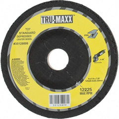 Tru-Maxx - 24 Grit, 5" Wheel Diam, 1/4" Wheel Thickness, 7/8" Arbor Hole, Type 27 Depressed Center Wheel - Coarse Grade, Aluminum Oxide, R Hardness, Compatible with Angle Grinder - A1 Tooling