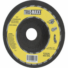 Tru-Maxx - 60 Grit, 5" Wheel Diam, 7/8" Arbor Hole, Type 27 Depressed Center Wheel - Medium Grade, Aluminum Oxide, R Hardness, Compatible with Angle Grinder - A1 Tooling