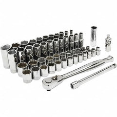 Crescent - 52 Piece 3/8" Drive Chrome Finish Deep Well Socket Set - 6, 12 Points, 1/4" to 7/8" (7mm to 19mm) Range, Inch/Metric Measurement Standard - A1 Tooling