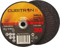 3M - 36 Grit, 4" Wheel Diam, 1/4" Wheel Thickness, 3/8" Arbor Hole, Type 27 Depressed Center Wheel - Coarse Grade, Ceramic, Resinoid Bond, Q Hardness, 15,000 Max RPM, Compatible with Angle Grinder - A1 Tooling