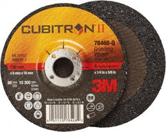 3M - 36 Grit, 4" Wheel Diam, 1/4" Wheel Thickness, 5/8" Arbor Hole, Type 27 Depressed Center Wheel - Coarse Grade, Ceramic, Resinoid Bond, Q Hardness, 15,000 Max RPM, Compatible with Angle Grinder - A1 Tooling