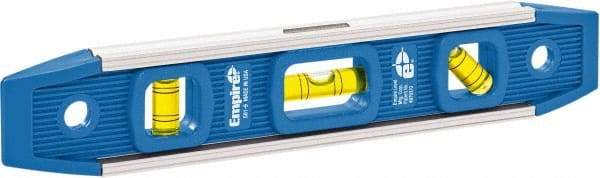 Empire Level - Magnetic 9" Long 3 Vial Torpedo Level - Aluminum, Blue, 1 Plumb, 1 Level & 1 45° Vials - A1 Tooling