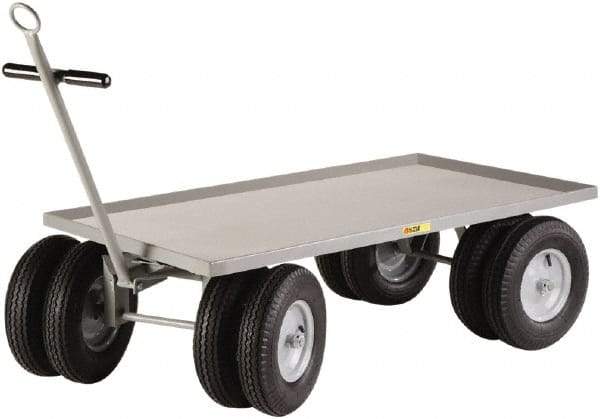 Little Giant - 3,000 Lb Capacity Steel 8 Wheeler Wagon Truck - Steel Deck, 30" OAW, 60" Platform Length x 18-1/4" Platform Height, Pneumatic Casters - A1 Tooling