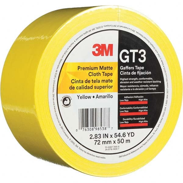 3M - 50m x 72mm x 11 mil Yellow Cotton Cloth Gaffers Tape - A1 Tooling