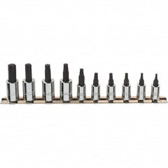 Proto - 10 Piece 1/4 & 3/8" Drive Torx Bit Socket Set - T10 to T55 Torx, Comes in Rail - A1 Tooling