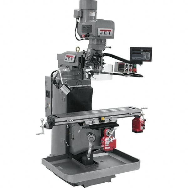 Jet - 9" Table Width x 49" Table Length, Electronic Variable Speed Control, 3 Phase Knee Milling Machine - 3 hp - A1 Tooling