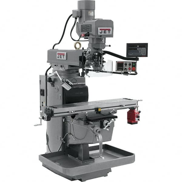 Jet - 10" Table Width x 50" Table Length, Electronic Variable Speed Control, 3 Phase Knee Milling Machine - 3 hp - A1 Tooling