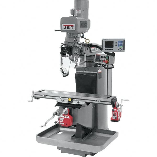 Jet - 9" Table Width x 49" Table Length, Electronic Variable Speed Control, 3 Phase Knee Milling Machine - 3 hp - A1 Tooling