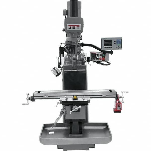 Jet - 9" Table Width x 49" Table Length, Electronic Variable Speed Control, 3 Phase Knee Milling Machine - 3 hp - A1 Tooling