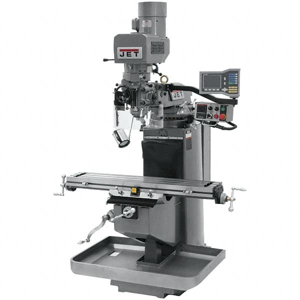 Jet - 9" Table Width x 49" Table Length, Electronic Variable Speed Control, 3 Phase Knee Milling Machine - 3 hp - A1 Tooling