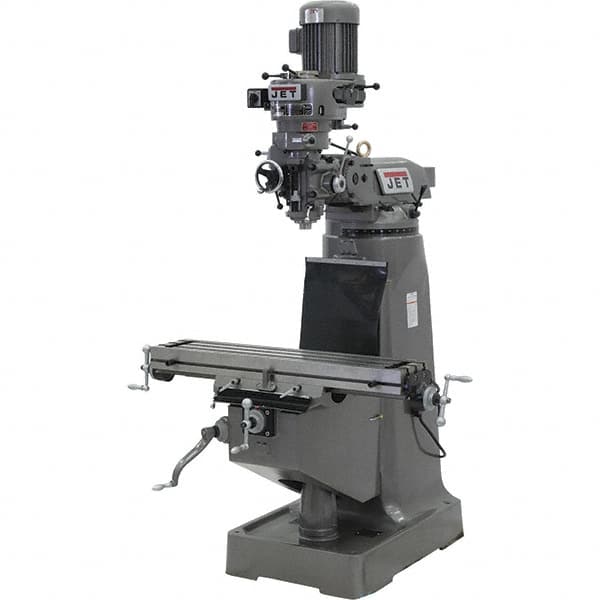 Jet - 9" Table Width x 42" Table Length, Step Pulley Control, 1 Phase Knee Milling Machine - 2 hp - A1 Tooling