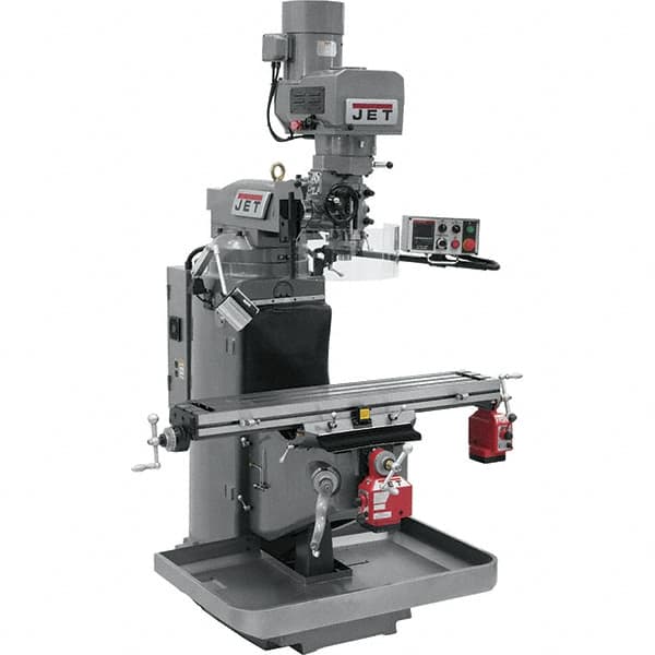 Jet - 9" Table Width x 49" Table Length, Electronic Variable Speed Control, 3 Phase Knee Milling Machine - 3 hp - A1 Tooling