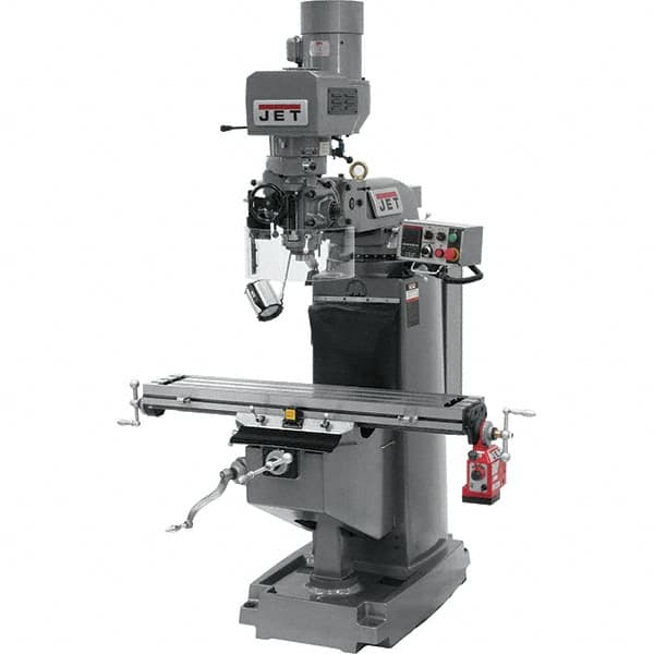 Jet - 9" Table Width x 49" Table Length, Electronic Variable Speed Control, 3 Phase Knee Milling Machine - 3 hp - A1 Tooling