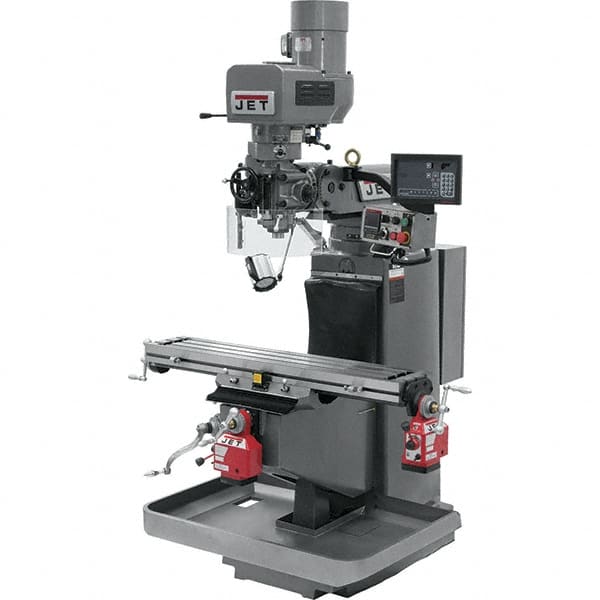 Jet - 9" Table Width x 49" Table Length, Electronic Variable Speed Control, 3 Phase Knee Milling Machine - 3 hp - A1 Tooling