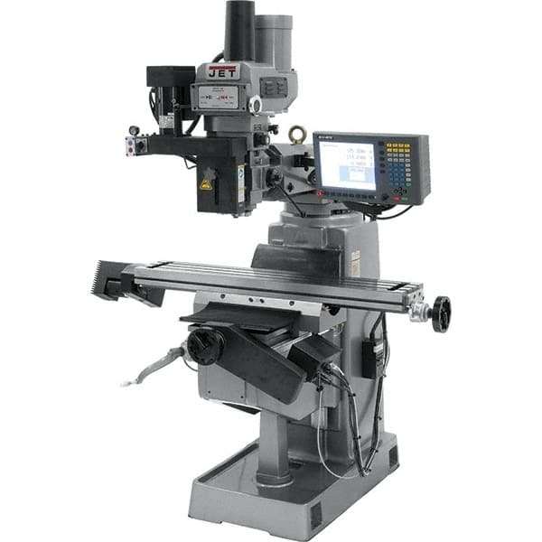 Jet - 9" Table Width x 49" Table Length, Electronic Variable Speed Control, 3 Phase Knee Milling Machine - R8 Spindle Taper, 3 hp - A1 Tooling