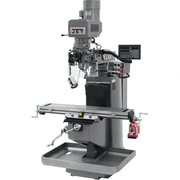 Jet - 9" Table Width x 49" Table Length, Electronic Variable Speed Control, 3 Phase Knee Milling Machine - 3 hp - A1 Tooling