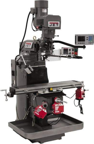 Jet - 9" Table Width x 49" Table Length, Electronic Variable Speed Control, 3 Phase Knee Milling Machine - 3 hp - A1 Tooling