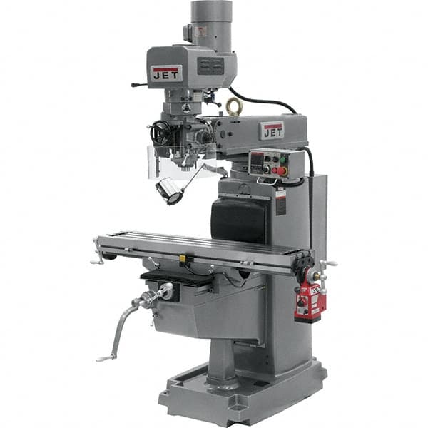 Jet - 10" Table Width x 50" Table Length, Electronic Variable Speed Control, 3 Phase Knee Milling Machine - 3 hp - A1 Tooling