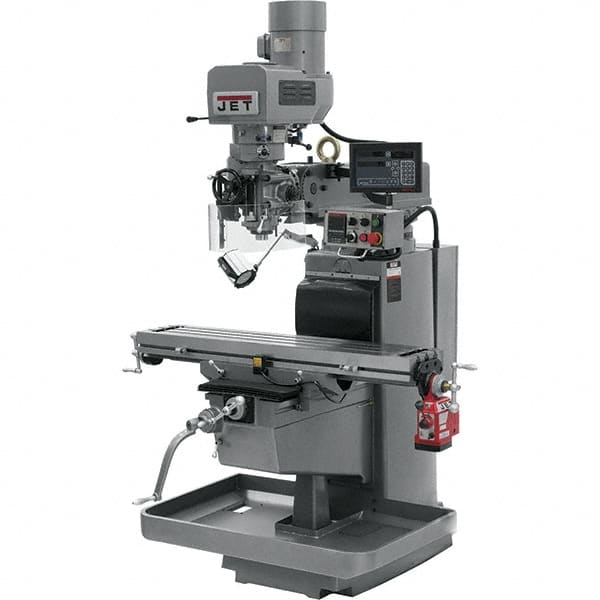 Jet - 10" Table Width x 50" Table Length, Electronic Variable Speed Control, 3 Phase Knee Milling Machine - 3 hp - A1 Tooling