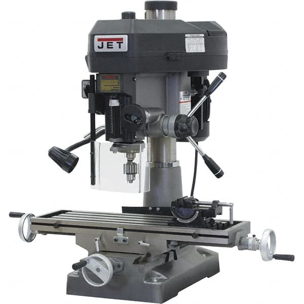 Jet - 1 Phase, 15-7/8" Swing, Step Pulley Mill Drill Combination - 31-3/4" Table Length x 9-1/2" Table Width, 20-1/2" Longitudinal Travel, 2 hp, 115/230 Volts - A1 Tooling