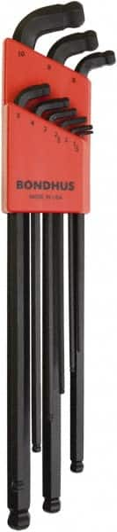 Bondhus - 9 Piece L-Key Ball End Hex Key Set - Hex Range 1.5 to 10mm, Protanium High Torque Steel - A1 Tooling