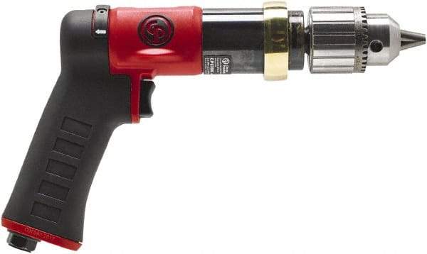 Chicago Pneumatic - 1/2" Reversible Keyed Chuck - Pistol Grip Handle, 840 RPM, 0.5 hp, 90 psi - A1 Tooling