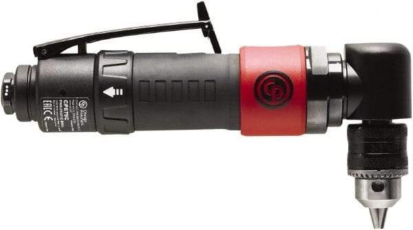 Chicago Pneumatic - 3/8" Reversible Keyed Chuck - Right Angle Handle, 2,000 RPM, 0.3 hp, 90 psi - A1 Tooling