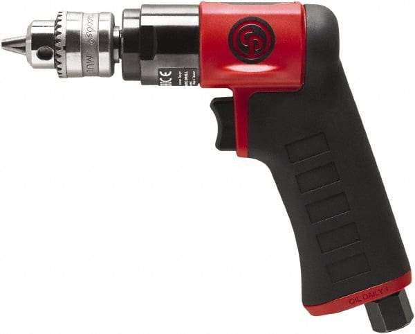 Chicago Pneumatic - 1/4" Keyed Chuck - Pistol Grip Handle, 3,300 RPM, 0.3 hp, 90 psi - A1 Tooling