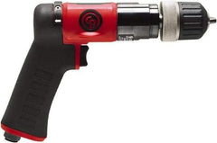 Chicago Pneumatic - 3/8" Reversible Keyless Chuck - Pistol Grip Handle, 2,100 RPM, 0.5 hp, 90 psi - A1 Tooling