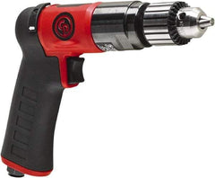 Chicago Pneumatic - 3/8" Reversible Keyed Chuck - Pistol Grip Handle, 2,100 RPM, 0.5 hp, 90 psi - A1 Tooling