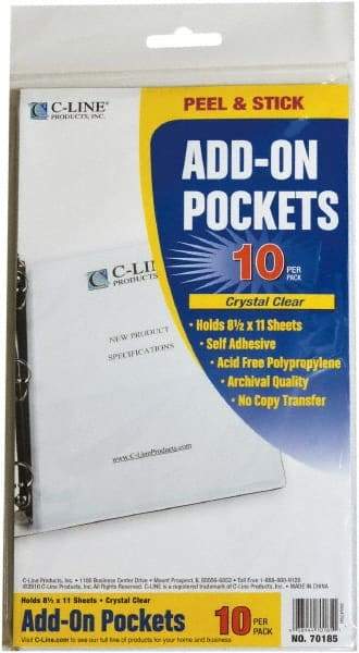 C-LINE - 10 Piece Clear Self-Adhesive Pockets - 11" High x 8" Wide - A1 Tooling