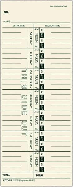 TOPS - 9" High x 3-1/2" Wide Weekly Time Cards - Manila, Use with Acroprint M33, IBM 10-800292, Lathem 33, Simplex 10-100382, 10-800292, 1950-9305, 950-9361 - A1 Tooling