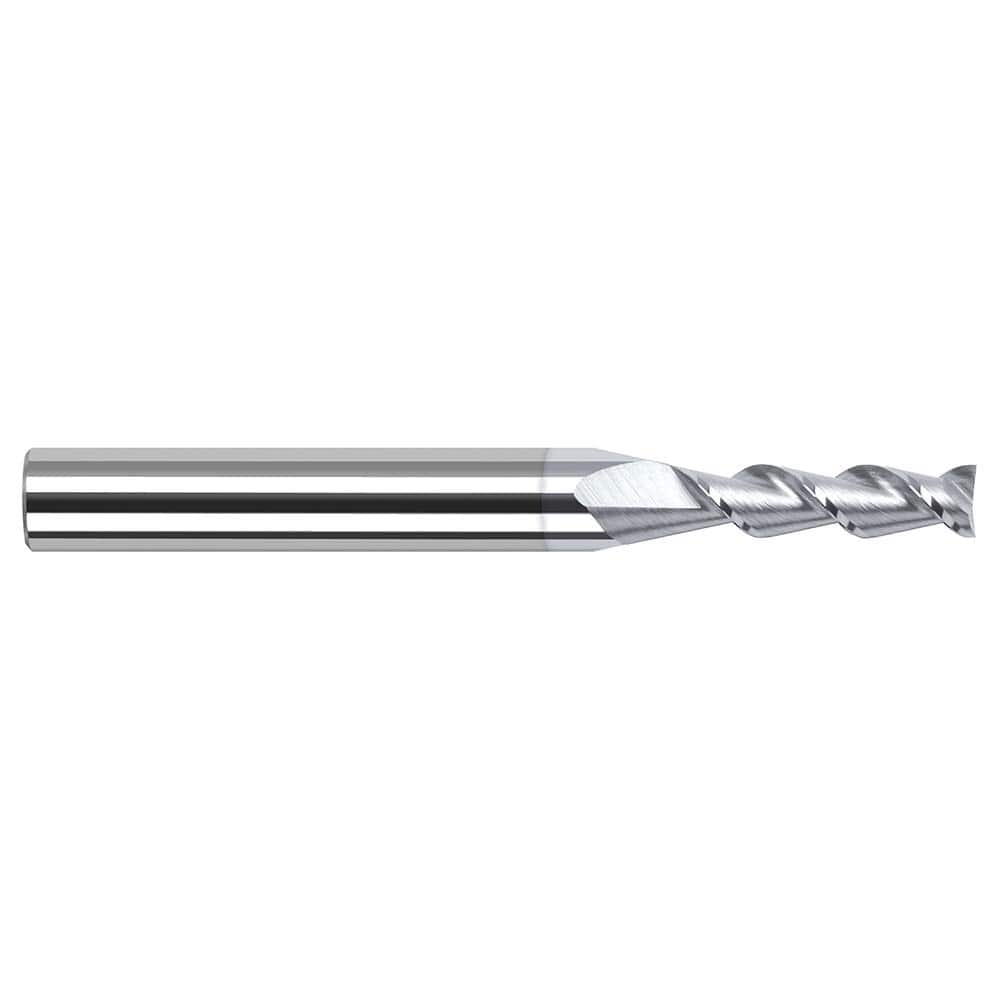 Square End Mill: 3/32'' Dia, 3/8'' LOC, 1/8'' Shank Dia, 2-1/2'' OAL, 2 Flutes, Solid Carbide Single End, TiB2 Finish, 45 ° Helix, Centercutting, RH Cut, RH Flute