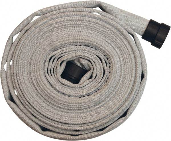 Dixon Valve & Coupling - 1-1/2" ID, 135 Working psi, White Polyester/Rubber Fire Hose, Single Jacket - Male x Female NPSH Ends, 100' Long, 405 Burst psi - A1 Tooling