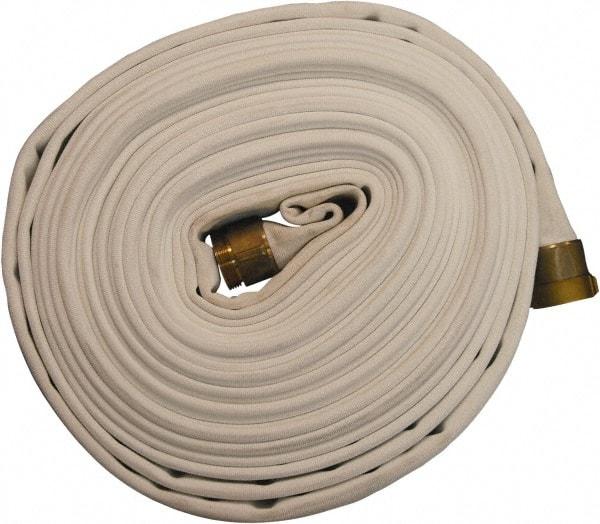 Dixon Valve & Coupling - 1-1/2" ID, 225 Working psi, White Polyester Fire Hose - Male x Female NST (NH) Ends, 100' Long, 675 Burst psi - A1 Tooling