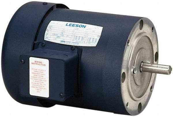 Leeson - 1/2 Max hp, 1,725 Max RPM, Electric AC DC Motor - 208-230/460 V Input, Three Phase, 56C Frame - A1 Tooling