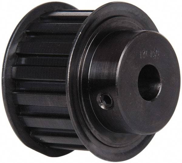 Power Drive - 17 Tooth, 1/2" Inside x 2" Outside Diam, Timing Belt Pulley - 1" Belt Width, 2.029" Pitch Diam, Steel & Cast Iron - A1 Tooling