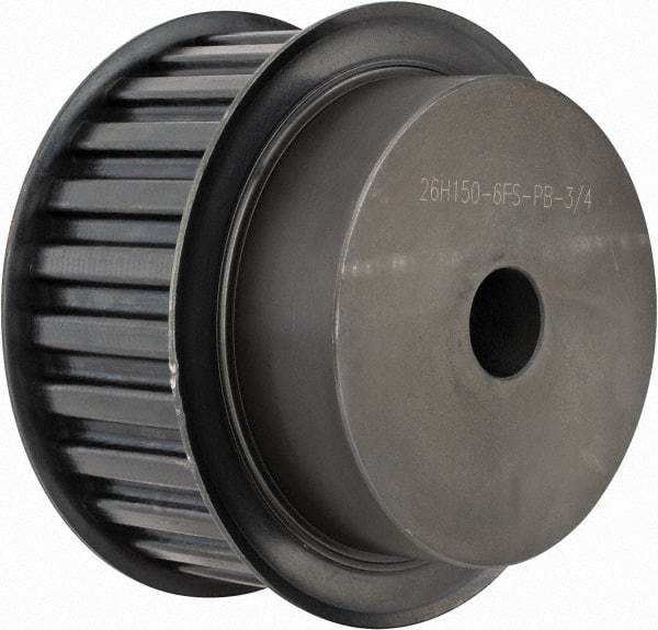 Power Drive - 26 Tooth, 3/4" Inside x 4.084" Outside Diam, Timing Belt Pulley - 1-1/2" Belt Width, 4.138" Pitch Diam, Steel & Cast Iron - A1 Tooling