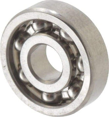 Value Collection - 1/8" Bore Diam, 3/8" OD, Open Miniature Radial Ball Bearing - 7/64" Wide, 1 Row, Round Bore, 49 Lb Static Capacity, 144 Lb Dynamic Capacity - A1 Tooling