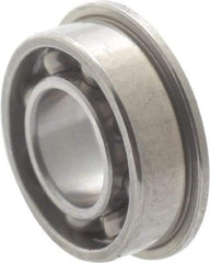 Value Collection - 1/8" Bore Diam, 1/4" OD, Open Miniature Radial Ball Bearing - 3/32" Wide, With Flange, 1 Row, Round Bore, 20 Lb Static Capacity, 64 Lb Dynamic Capacity - A1 Tooling