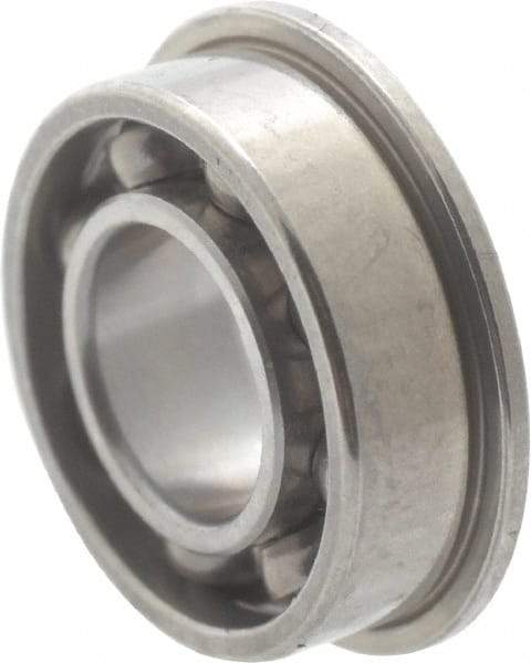 Value Collection - 3/16" Bore Diam, 5/16" OD, Open Miniature Radial Ball Bearing - 7/64" Wide, With Flange, 1 Row, Round Bore, 29 Lb Static Capacity, 81 Lb Dynamic Capacity - A1 Tooling