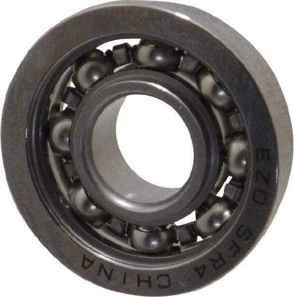 Value Collection - 1/4" Bore Diam, 5/8" OD, Open Miniature Radial Ball Bearing - 0.196" Wide, With Flange, 1 Row, Round Bore, 128 Lb Static Capacity, 335 Lb Dynamic Capacity - A1 Tooling