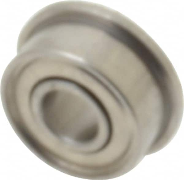 Value Collection - 1/8" Bore Diam, 5/16" OD, Double Shield Miniature Radial Ball Bearing - 9/64" Wide, With Flange, 1 Row, Round Bore, 40 Lb Static Capacity, 124 Lb Dynamic Capacity - A1 Tooling