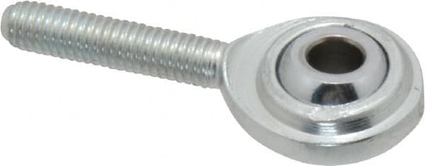 Made in USA - 3/16" ID, 5/8" Max OD, 1,210 Lb Max Static Cap, Plain Male Spherical Rod End - 10-32 RH, Steel with Steel Raceway - A1 Tooling