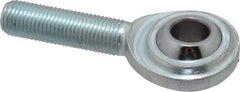 Made in USA - 3/8" ID, 1" Max OD, 5,100 Lb Max Static Cap, Plain Male Spherical Rod End - 3/8-24 RH, Steel with Steel Raceway - A1 Tooling