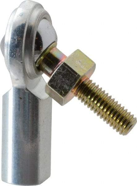 Made in USA - 3/16" ID, 5/8" Max OD, 1,210 Lb Max Static Cap, Female Spherical Rod End with Stud - 10-32 RH, Steel with Steel Raceway - A1 Tooling