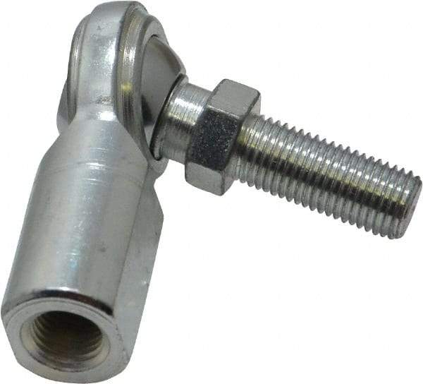 Made in USA - 3/8" ID, 1" Max OD, 5,100 Lb Max Static Cap, Female Spherical Rod End with Stud - 3/8-24 RH, Steel with Steel Raceway - A1 Tooling