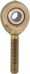 Made in USA - 3/16" ID, 5/8" Max OD, 1,174 Lb Max Static Cap, Plain Male Spherical Rod End - 10-32 RH, Steel with Bronze Raceway - A1 Tooling